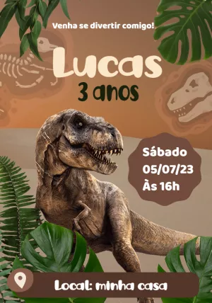 Convite Aniversário Dinossauro Jurassic Park para Editar Online