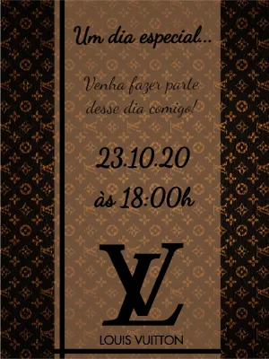 Convite de Aniversário Luxo Estilo Grife Famosa para Editar