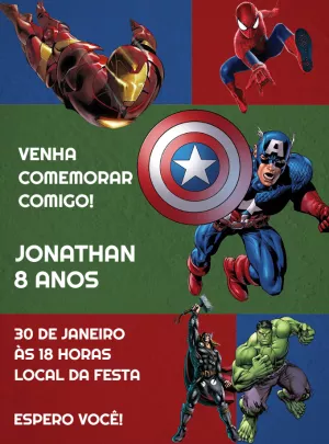 Convite de Aniversário Vingadores para Editar Online