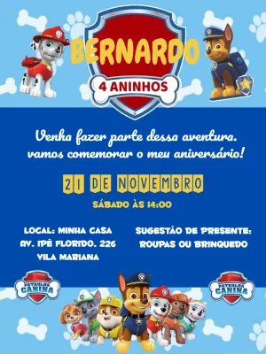Invito di compleanno Paw Patrol – Statico – ig: @illustragio
