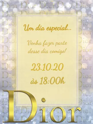 Convite de Aniversário Dior Elegante para Editar Online