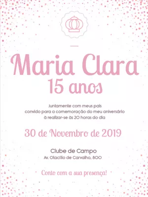 Convite de 15 anos Realeza Rosa para Editar Online