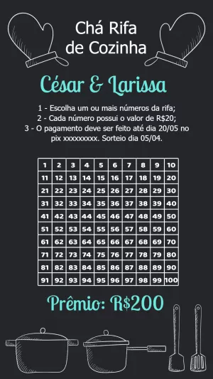 Chá Rifa de Cozinha Estilo Lousa para Editar Online