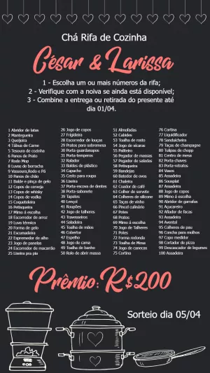 Rifa Chá de Cozinha Estilo Lousa para Editar Online
