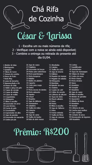 Chá Rifa de Cozinha Estilo Lousa para Editar Online