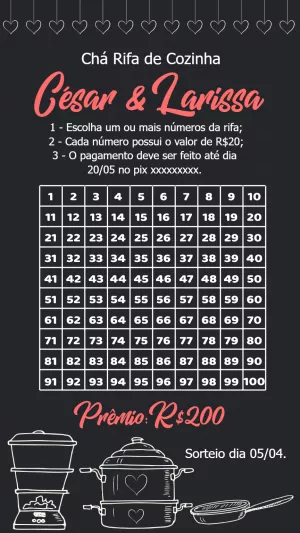 Rifa Chá de Cozinha Estilo Lousa para Editar Online