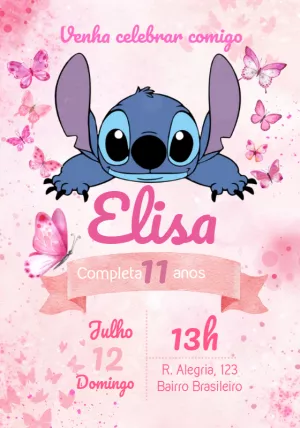 Invitación de cumpleaños Stitch – Estático – Julia B