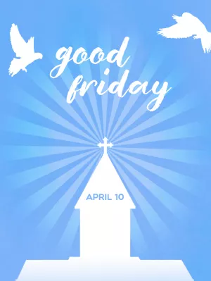 Good Friday Post with Church & Doves to Edit Online