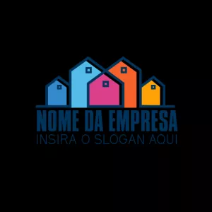 Logo Editável para Imobiliária com Casas Coloridas para Criar
