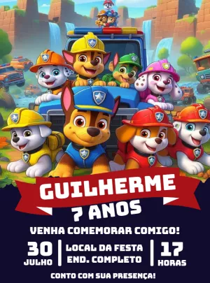 Invito di compleanno Paw Patrol – Statico – Renata Designer