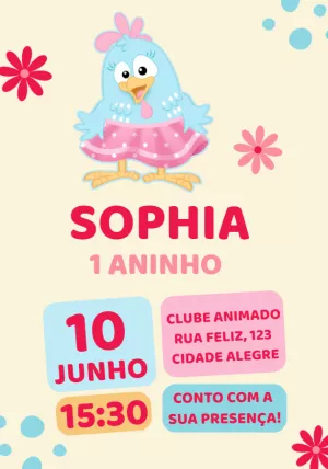 Galinha Pintadinha生日邀请函 – 静态 – Alice Capistrano Roussenq
