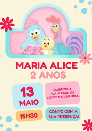 Convite Aniversário Galinha Pintadinha Candy para Editar Online