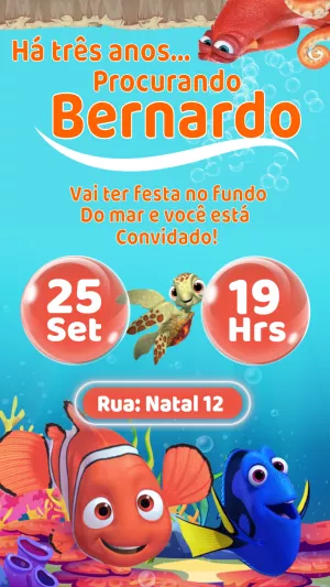 Convite de Aniversário Procurando Nemo para Editar Online