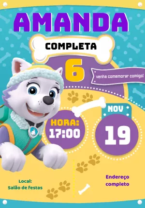 Invito di compleanno Paw Patrol – Statico – Montando a Sua Festa Oficial