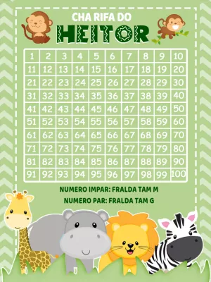 Chá Rifa Safari com Animais Fofos para Editar Online