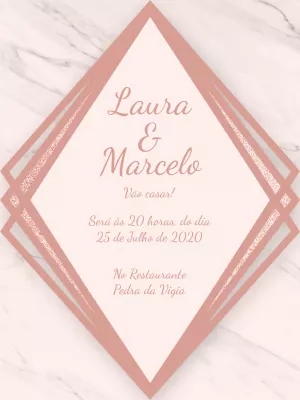 Convite de Casamento Rosa e Glitter Geométrico para Editar Online