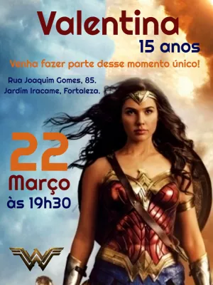 Convite Aniversário Mulher Maravilha para Editar Online