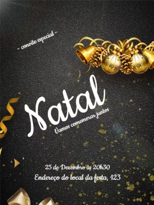 Convite de Natal Elegante com Dourado para Editar Online