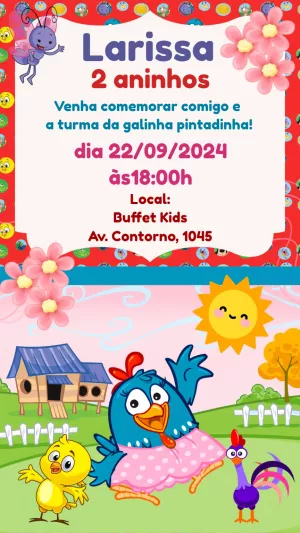 Galinha Pintadinha Birthday Invitation – Static – Heliene Designer