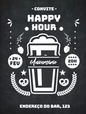 Convite Happy Hour de Aniversário Tema Cerveja para Editar