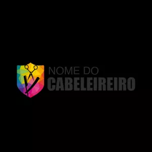 Logotipo para Cabeleireiro e Barbearia com Escudo para Editar