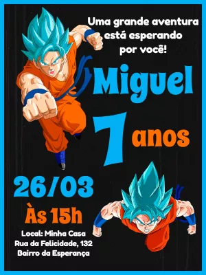 Convite de Aniversário Dragon Ball Super para Editar Online