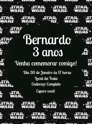 Convite de Aniversário Star Wars para Editar Online