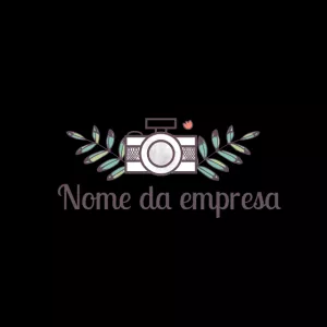 Logo Editável para Fotógrafos com Câmera e Ramos Delicados