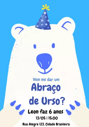 Convite de Aniversário Ursinho Polar Editável Online