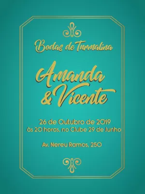 Convite Bodas de Turmalina Elegante para Editar Online
