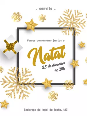 Convite de Natal Dourado e Elegante para Editar Online