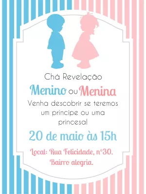 Convite Chá Revelação Menino ou Menina para Editar Online