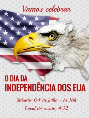 Convite Dia da Independência dos EUA Editável para Imprimir