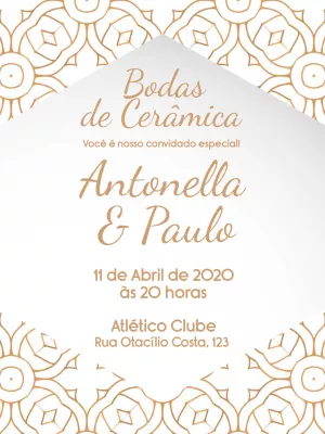Convite Bodas de Cerâmica Elegante para Editar Online