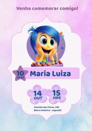 Convite de Aniversário Divertidamente Alegria para Editar