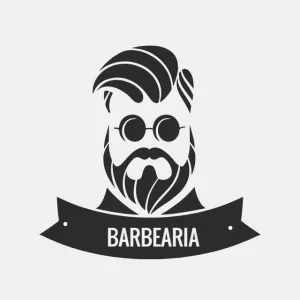Logo para Barbearia com Barba e Óculos para Editar