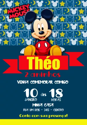 Convite de Aniversário Mickey Mouse para Editar Online