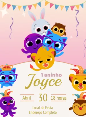 Invitación de cumpleaños Bolofofos – Estático – Decore Arte