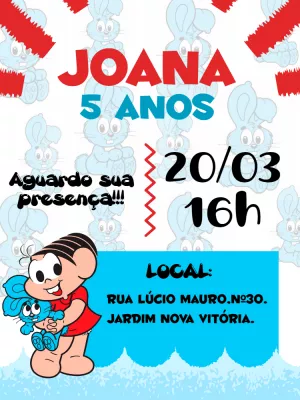 Invitation d'anniversaire Turma da Mônica – Statique – Bella Liz Convites
