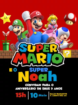 Invito di compleanno Super Mario – Statico – Querido Convite