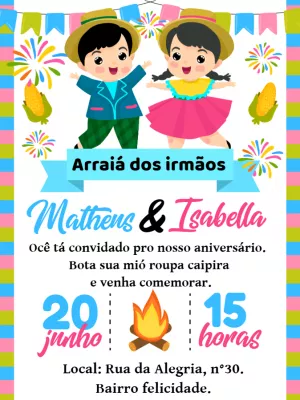 Invitación de Festa Junina – Estático – Gley Leobas
