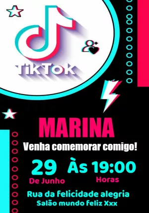 Convite de Aniversário TikTok Moderno para Editar Online