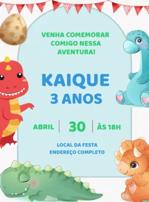 Invitación de cumpleaños Dinosaurio – Estático – Decore Arte