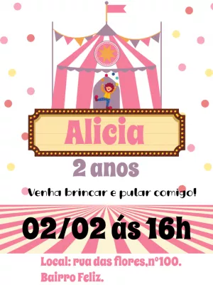 Invitation d'anniversaire Cirque – Statique – Gley Leobas