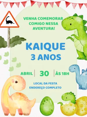 Invitación de cumpleaños Dinosaurio – Estático – Decore Arte