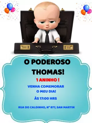 Convite Aniversário Poderoso Chefinho para Editar Online