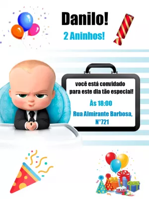 Convite Aniversário Poderoso Chefinho para Editar Online