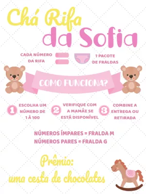 Chá Rifa Ursinha Princesa com Cavalinho para Editar