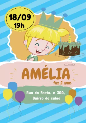 Convite de Aniversário Mundo Bita com a Lila para Editar Online