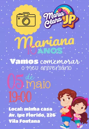 Convite Aniversário Maria Clara & JP com Foto para Editar